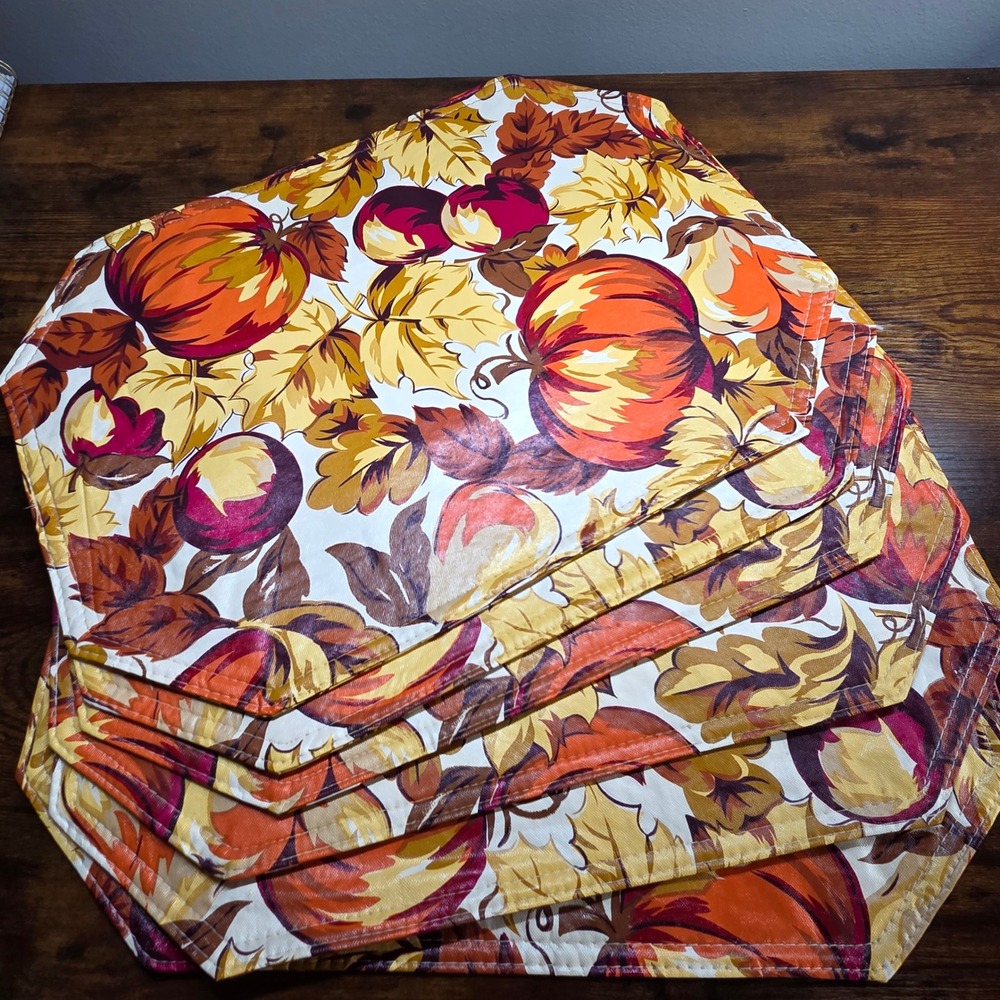 Vintage Placemats Set of 6 Orange Excellent Pumpkin Harvest Fall Decor Table
